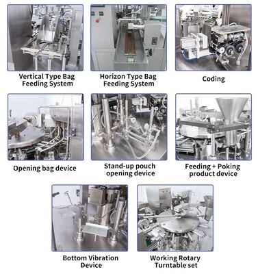 Eight-Station Fully Automatic Food Packaging Equipment for Edible Salt Packaging with Dust Removal and Cleaning System